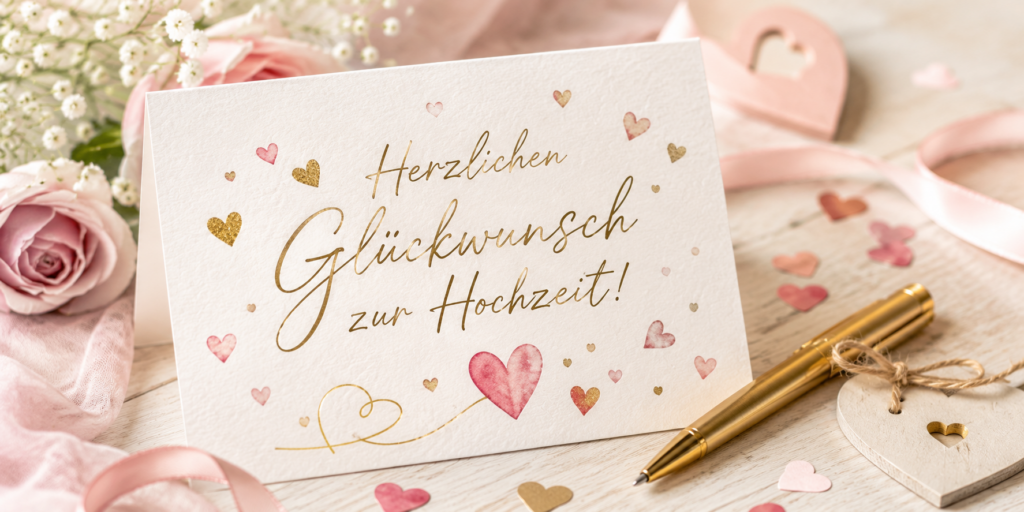 Glückwünsche zur Hochzeit. Karte