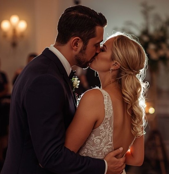 Hochzeitstanz, Brautpaar, Kuss